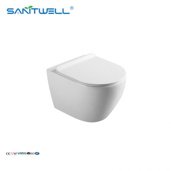 Wall hung toilet, ceramic, white
